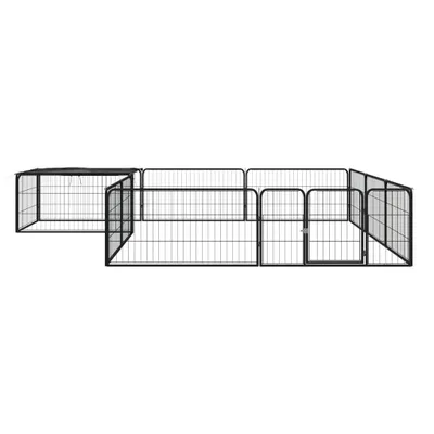 Produktbild von vidaXL 12-tlg. Hundelaufstall Schwarz 100x50cm Stahl Pulverbeschichtet