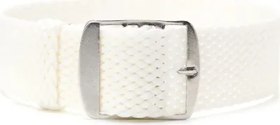 Produktbild von ClassicWatchStraps Perlon Uhrenarmband - Weiß, 16 mm, Silber gebürstet
