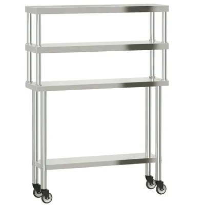 Image de vidaXL Table de travail de cuisine avec panneau à poser 110x30x150 cm acier inoxydable