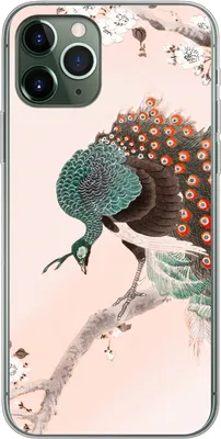 Produktbild von MuchoWow® Handyhülle Schutzhülle Hülle für Telefoonhoesje iPhone 11 Pro Blüte - Pfau - Federn - Japandi Silikon Softcase Handy Hülle - Handy