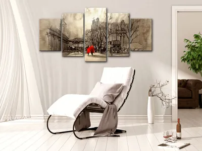 Produktbild von Akustikbild Stadt City 200x100 cm Bilder Akustikschaum Hochleistungsschallabsorber Schallschutz Leinwand 5 tlg Wandbild Raumakustik Schalldämmung d-B-0049-b-n