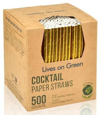 Produktbild von Cocktailstrohhalme & Rührstäbchen Gold Papier 14,6 cm 500 Stück