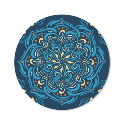 Produktbild von MuchoWow® Mauspad Mousepad Mandala - Blau - Gelb - Muster 30x30 cm - Mousepads - Maus Mat - Pad - Mausunterlage - Tischunterlage - Schreibtischmatten