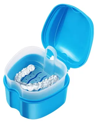 Produktbild von Prothesenbox – Aufbewahrungsbox für Zahnprothesen – Geeignet zur Aufbewahrung von Zahnprothesen, Schnullern, Mundschutz und Zahnspangen – Blau