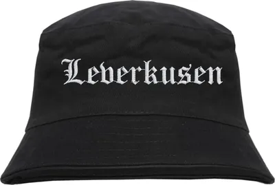 Produktbild von Leverkusen Fischerhut - Altdeutsch - bestickt - Bucket Hat Anglerhut Hut Schwarz S/M
