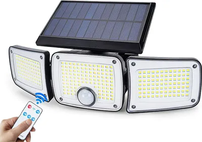 Produktbild von DOPWii Gartenleuchte mit Bewegungsmelder, Superhell 280LED Solarleuchten, LED fest integriert, 270°Weitwinkel,3 Köpfe Einstellbar,IP67