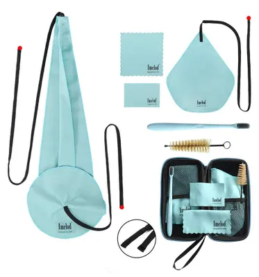 Imagen del producto de Kit de limpieza para saxofones altos y tenores, incluye 4 paños, estuche, ideal para instrumentos de viento
