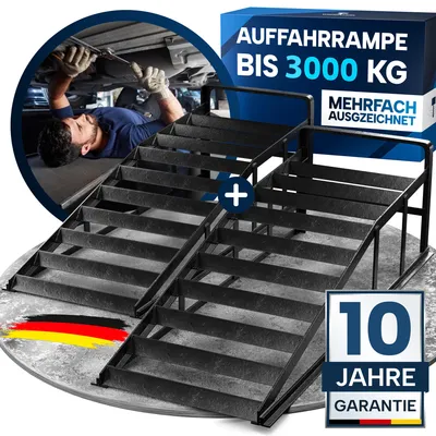 Produktbild von WERKTHOR Auffahrrampe PKW Metall - [2er Set] Auffahrrampen für maximalen Halt [<3t] - Hochbelastbare Rampe Auto für jeden Untergrund