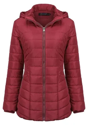 Productafbeelding van Solidchoice - Dames Warm Hooded Jas Lange Mouwen Rood