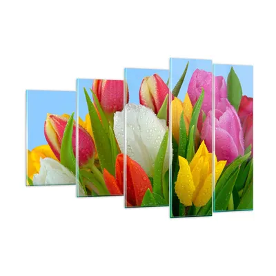 Produktbild von Bilder auf glas - Tulpen Blumenstrauß Blumen Tau - 150x100cm - Glasbilder - Wandbilder - Kunstdruck - zum Aufhängen bereit - Wanddekoration aus Glas - Glas Bilder - Wandbild auf Glas - GEG150x100-2526
