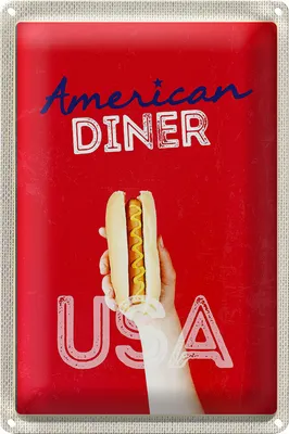 Produktbild von Blechschild Reise 18x12cm Amerika USA Hot Dog Fast Food Gericht