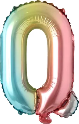 Produktbild von Folienballon Buchstabe Q, regenbogen bunt, ca. 40 cm, für Luftbefüllung