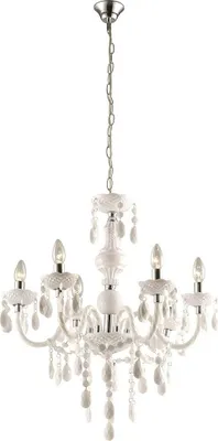 Produktbild von Kronleuchter, Kristalle, 6-Flammig, weiß, Chrom, H 166 cm