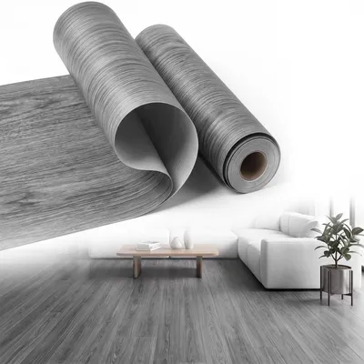Image de Revêtement de sol en vinyle autocollant effet bois 40 x 300 cm Grain gris