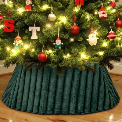 Productafbeelding van Pluche Kerstboomkraag 90 cm voor Kerstdecoratie in Groen