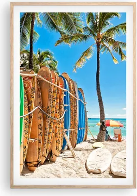 Produktbild von Gerahmtes Poster - Rahmen in heller Eiche - Board Surfen Strand - 61x91,5 cm - Wand Bild - Wanddeko - Wandbilder - Wandposter - Bilderrahmen - Bilder - Kunstdruck - Wandbild - P2NPA61x91-4165
