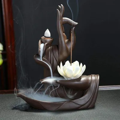 Produktbild von Lotus Räucherstäbchen Halter Keramik Rückfluss Räucherkegel Holzbrenner