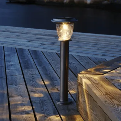 LED Solar Wegleuchte 'Pireus' - Edelstahl - warmweiße LED - H: 61cm - D: 19cm - Dämmerungssensor