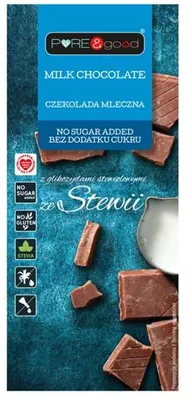 CZEKOLADA MLECZNA ZE STEWIĄ BEZ DODATKU CUKRU 100G PURE&GOOD
