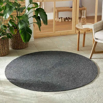 Imagen del producto de Northrugs, alfombra, diámetro 150 cm, trenzada, color gris oscuro