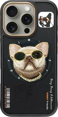 Produktbild von NIMMY case GLASSES COOL DOG kompatibel mit MagSafe für IPHONE 16 Pro schwarz