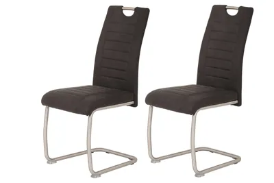 Produktbild von 2er Set Schwingstuhl Ulla - Mikrofaser Anthrazit - Edelstahlgestell - Bügelgriff - höhere Belastbakeit von ca. 140kg
