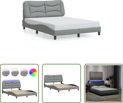 Produktbild von The Living Store Bettgestell mit LED Hellgrau 140x190 cm Stoff