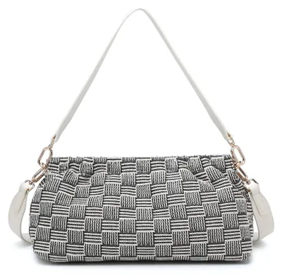 Productafbeelding van Kassandra schoudertas geweven stof geometrisch patroon dames Black B UNICA 32x17x12 cm