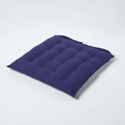 Produktbild von HOMESCAPES Stuhlkissen 40x40 cm dunkelblau – Sitzkissen Outdoor/Indoor mit Baumwollbezug, Sitzpolster waschbar