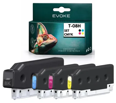 Produktbild von Evoke kompatible Tinte für Epson T08H1 T08H2 T08H3 T08H4 4x CMYK:Schwarz,Cyan,Magenta,Gelb 1900 ml WorkForce Enterprise AM-C4000