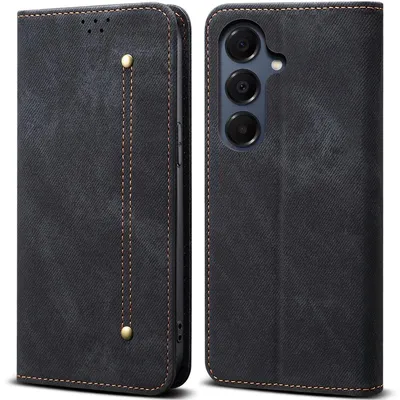 Produktbild von Leder Hülle für Samsung Galaxy S26, Brieftasche Flip Bookstyle Schutzhülle mit Standfunktion Schwarz