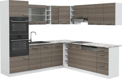 Produktbild von Vicco Eckküche R-Line, 237 x 247 cm ohne Arbeitsplatte, Edelgrau/Weiß