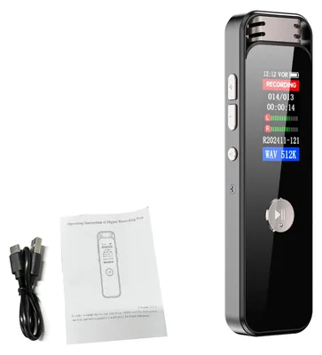 Produktbild von Digitaler Audio-Diktiergerät mit Clip zum Befestigen am Rücken, 360°-Surround-Aufnahme mit zwei Mikrofonen, Sprachaktivierung, HD-Audio, MP3-Player, Schnellladefunktion über Typ-C-Anschluss, ideal