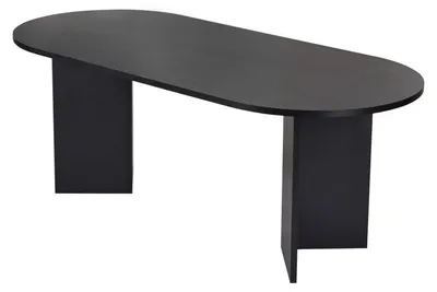 Image de Table à manger Table de salle à manger en bois MDF mélaminé noir 200 x 90 x 75 cm
