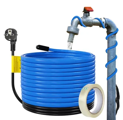 Image de Câble chauffant Peviasot, 8 mètres, 136W, avec thermostat, étanche IP68, pour chauffage de tuyaux, câble de protection contre le gel pour canalisations, incluant une sangle de 10 mètres