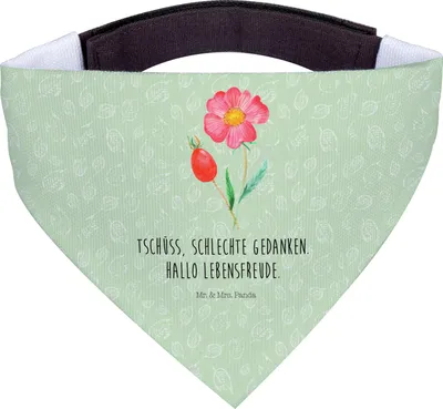 Produktbild von Mr. & Mrs. Panda Halstuch Blume Hagebutte - Blattgrün - Geschenk, Tuch, Schlechte Gedanken, Hunde, Für, Schal, Garten, Lebensfreude, kleines