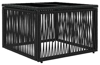 Produktbild von vidaXL Gartentisch Schwarz 55 x 55 x 37 cm PE Rattan und Glas