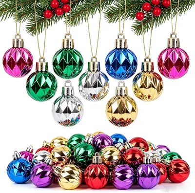 Immagine prodotto di Palline di Natale in plastica, colorate, di 3 cm di diametro, confezione da 24 pezzi, ideali per decorare l'albero di Natale