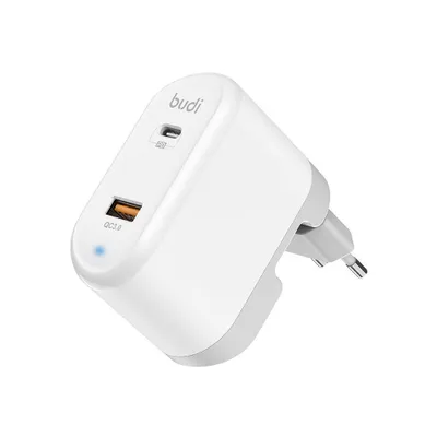 Obrázok produktu pre Univerzálna nabíjačka Budi 328E, USB + USB-C, 18 W + adaptéry EÚ/UK/USA