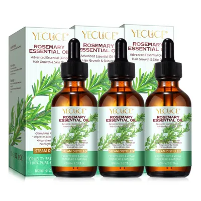 Produktbild von Rosmarinöl Ätherisches Öl Haarwachstum Kopfhaut Haarpflege Wimpern Augenbrauen, 3x 60ml