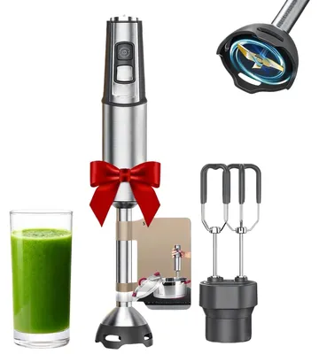 Produktbild von Stabmixer - Set 2-in-1 - Leistung 1100 W - Edelstahl - 15 Geschwindigkeiten - Turbo - Schneebesen - Spritzschutz