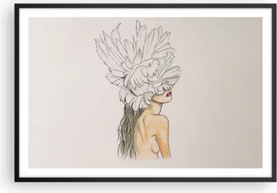 Produktbild von Gerahmtes Poster - Schwarzer Rahmen - Mode Frau Zeichnung - 91,5x61 cm - Wand Bild - Wanddeko - Wandbilder - Kunstposter - Wandposter - Bilderrahmen - Bilder - Kunstdruck - P2BAA91x61-4873