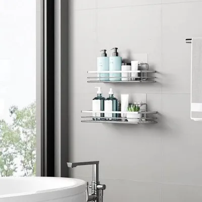 Produktbild von badkamerrek wandrek badkamer plank douchemand badkamer organizer doucheplank plank voor badkamer, 2 Pieces