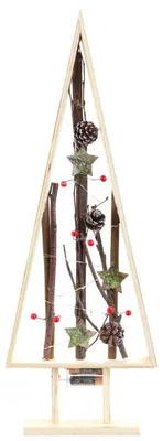 Productafbeelding van Decoratieve kerstboom van hout, met LED-verlichting en natuurlijke versieringen