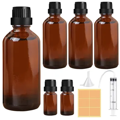 4 Braune Glasflaschen 100 ml mit Tropfer, wiederverwendbar