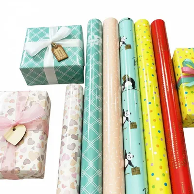 Produktbild von Geschenkpapier Set 70x200cm 6 Rollen Geburtstag Rosa Bunt Konfetti Party Verpackung 6 Rollen Kinder Geschenk-Papier