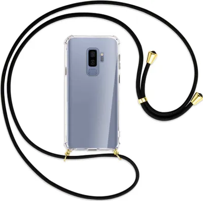 Produktbild von Handykette Backcover-Schutzhülle mit Band (Metall goldfarben) für Samsung Galaxy S9+ / S9 Plus - schwarz