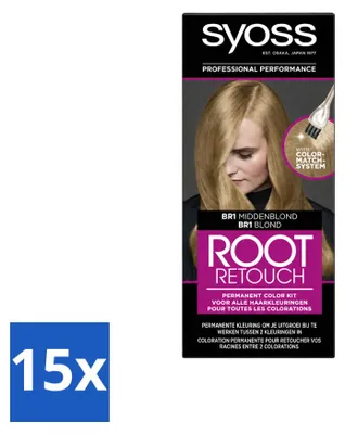 Productafbeelding van 15 x Syoss Root Touch-Up Haarverf BR1 Mediumblond - Voordeelverpakking - 15 stuks
