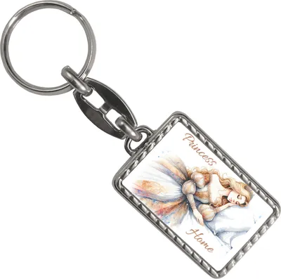 Produktbild von Schlafende Prinzessin Schlüsselanhänger mit Bordüre mit Spruch Princess Home