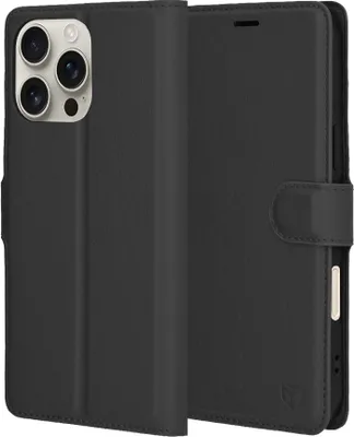 Produktbild von Techsuit Leder Folio Book Wallet Klapphülle für Apple iPhone 16 Pro Max - Schwarz